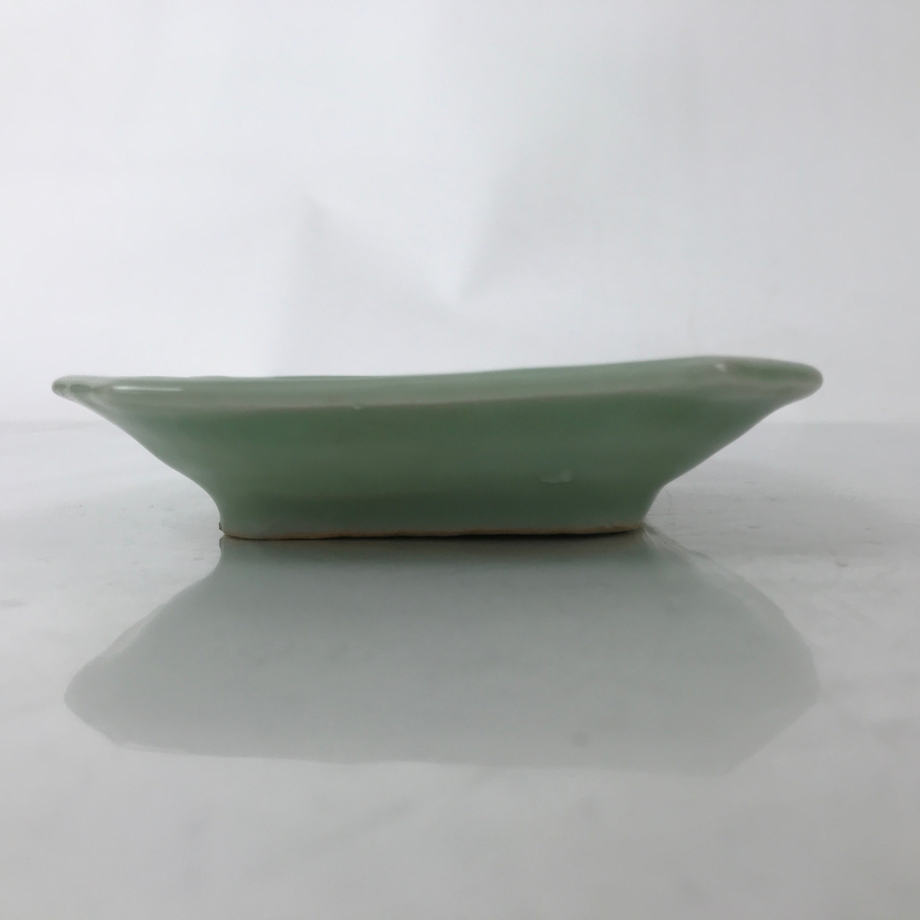 Antique Japanese Ceramic Small Plate Kozara Pottery Celadon Ho-Oh Green Y253