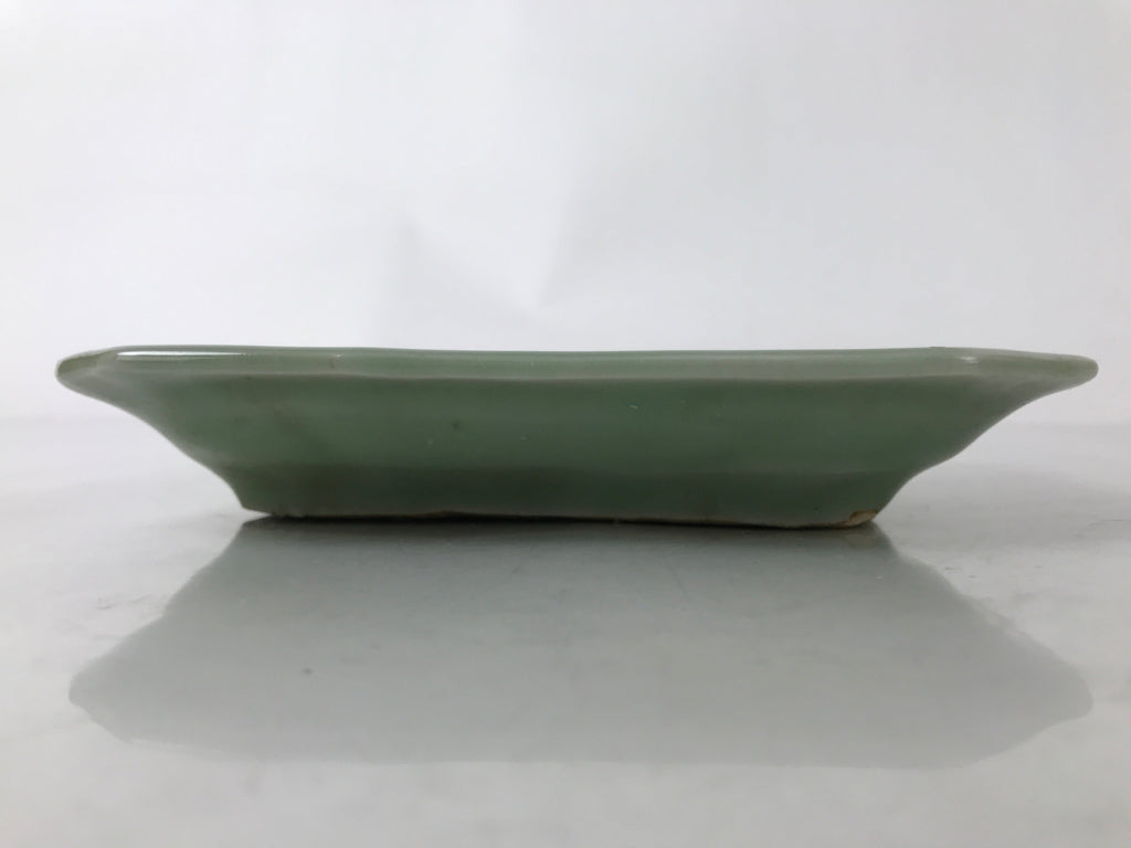 Antique Japanese Ceramic Small Plate Kozara Pottery Celadon Ho-Oh Green Y254