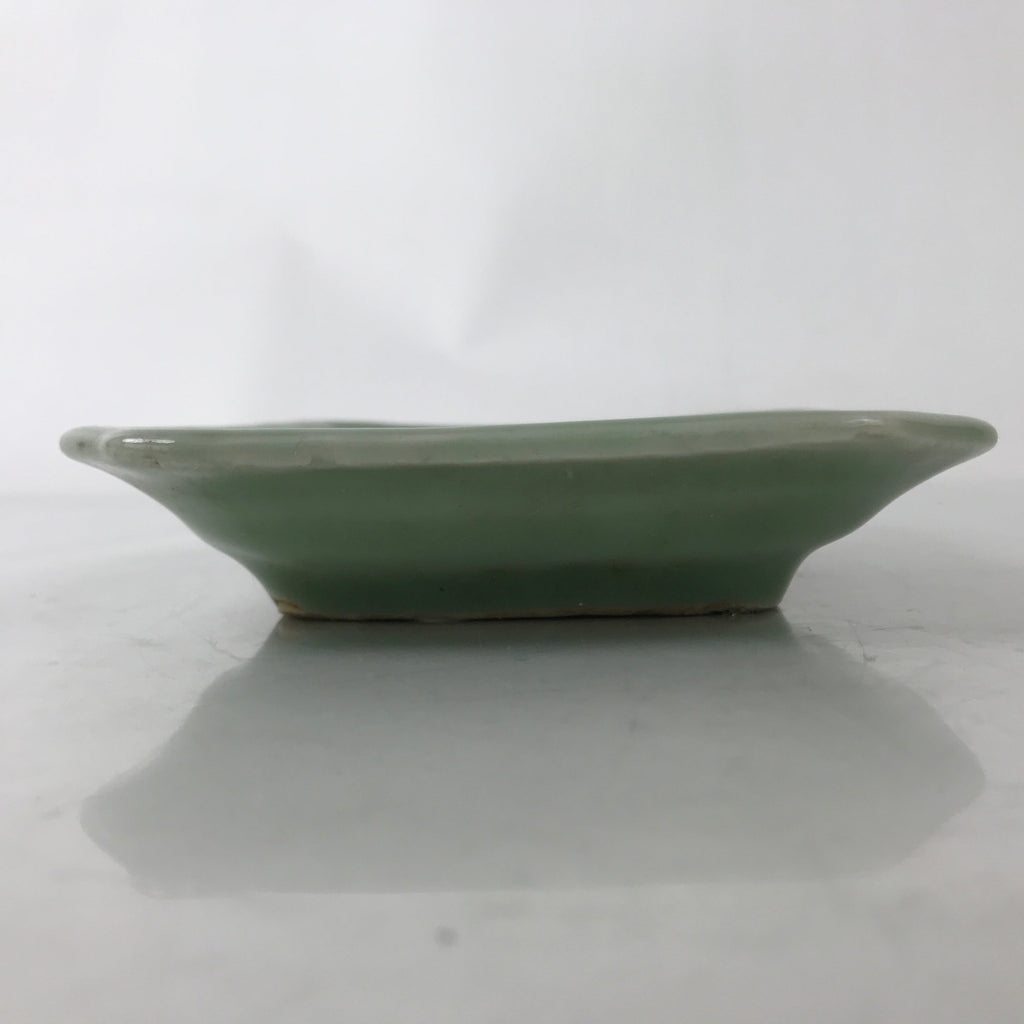 Antique Japanese Ceramic Small Plate Kozara Pottery Celadon Ho-Oh Green Y254
