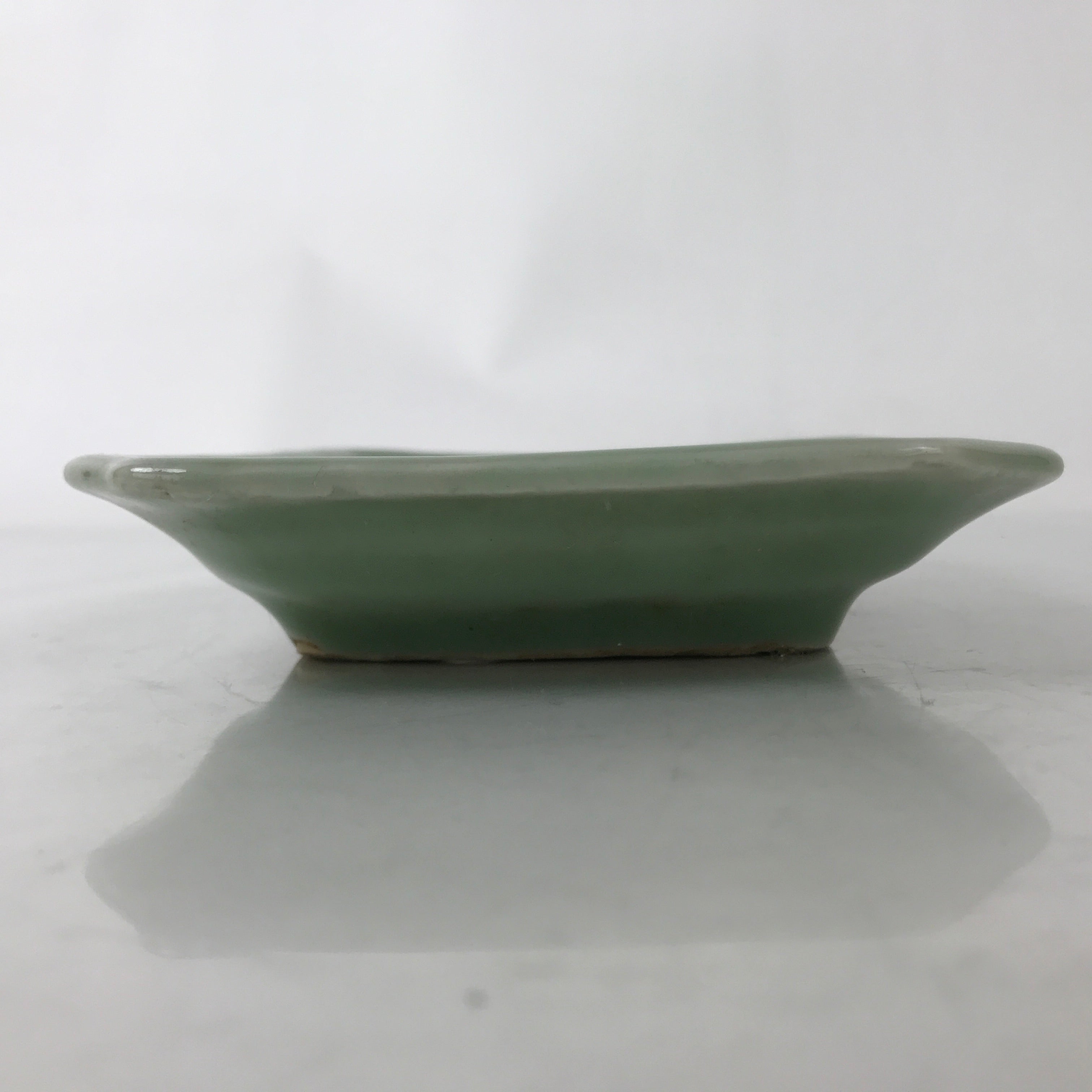 Antique Japanese Ceramic Small Plate Kozara Pottery Celadon Ho-Oh Green Y254