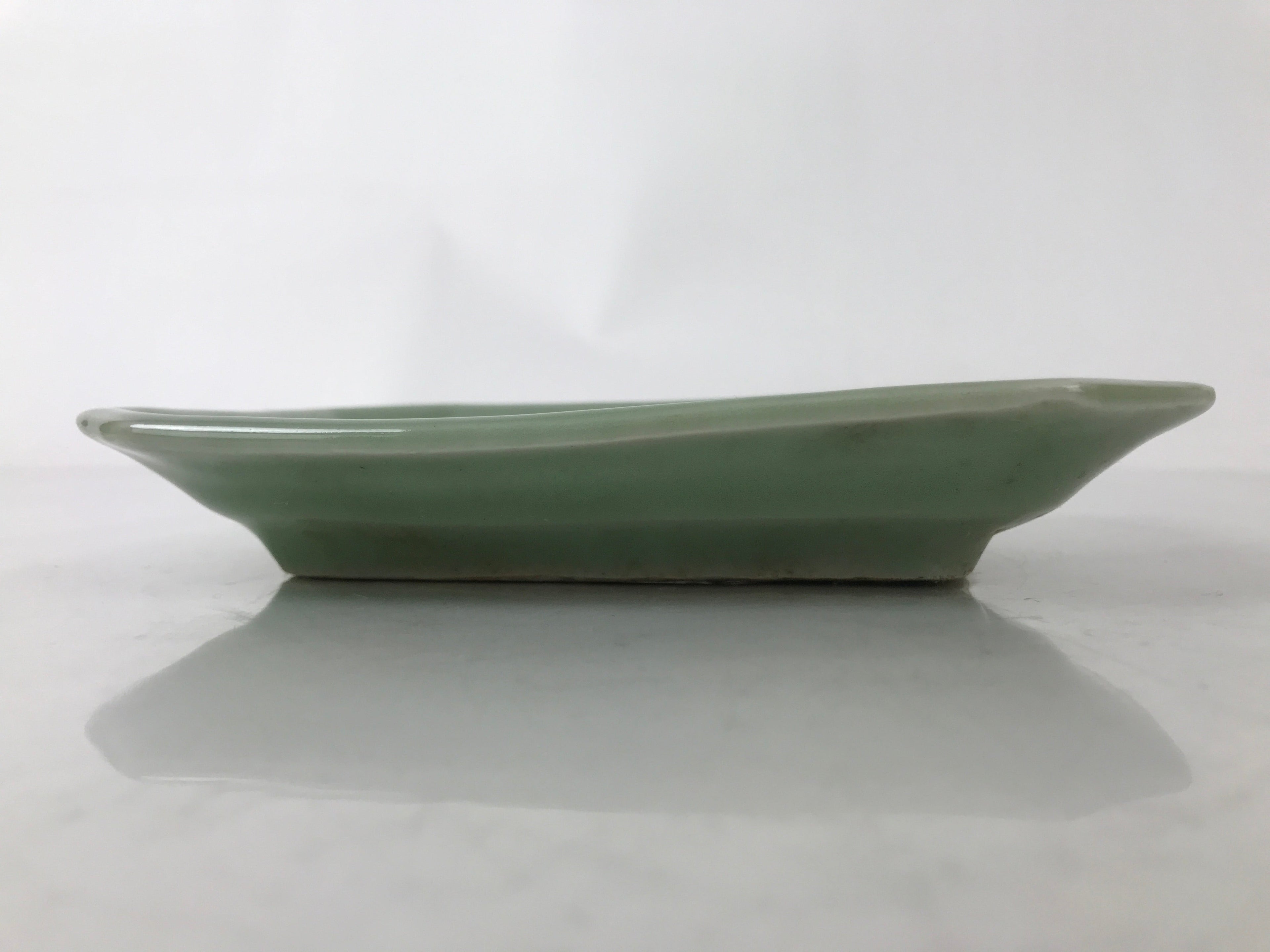 Antique Japanese Ceramic Small Plate Kozara Pottery Celadon Ho-Oh Green Y254