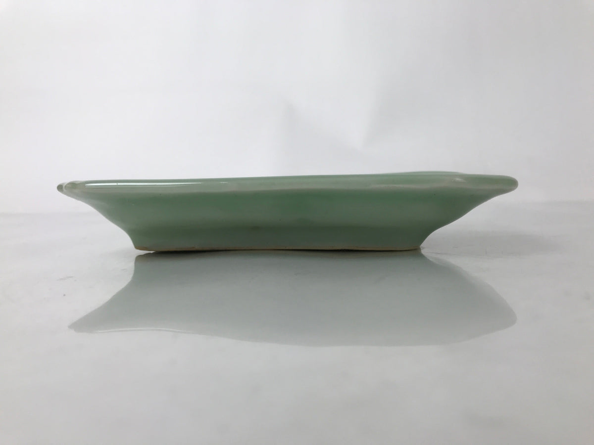 Antique Japanese Ceramic Small Plate Kozara Pottery Celadon Ho-Oh Green Y255