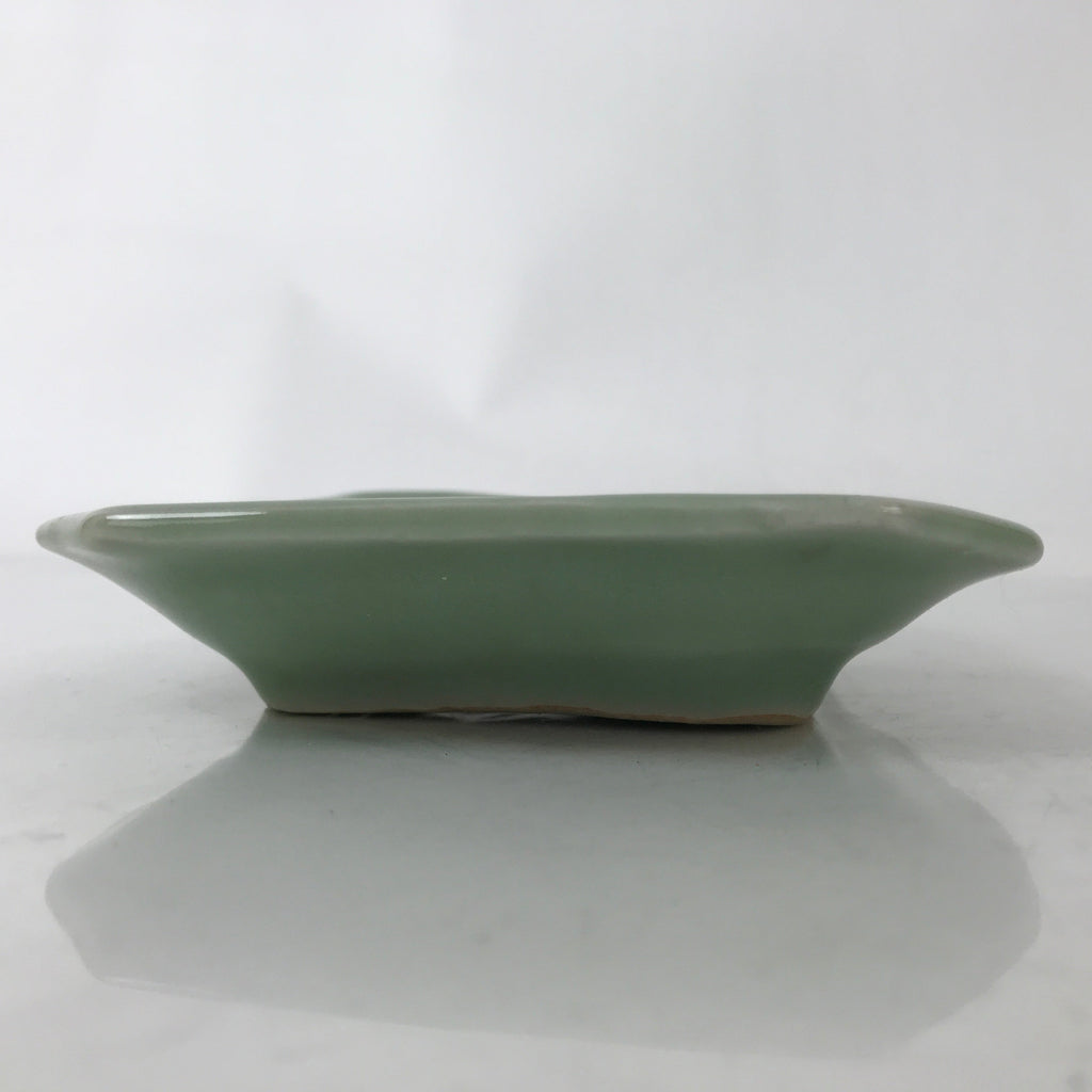 Antique Japanese Ceramic Small Plate Kozara Pottery Celadon Ho-Oh Green Y256