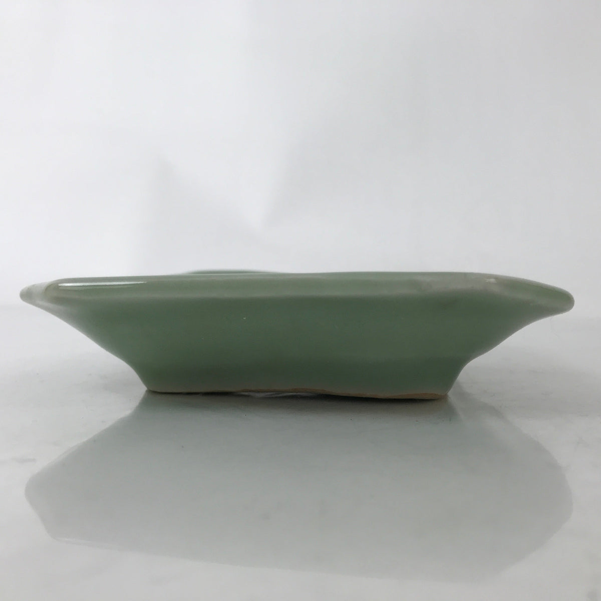 Antique Japanese Ceramic Small Plate Kozara Pottery Celadon Ho-Oh Green Y256