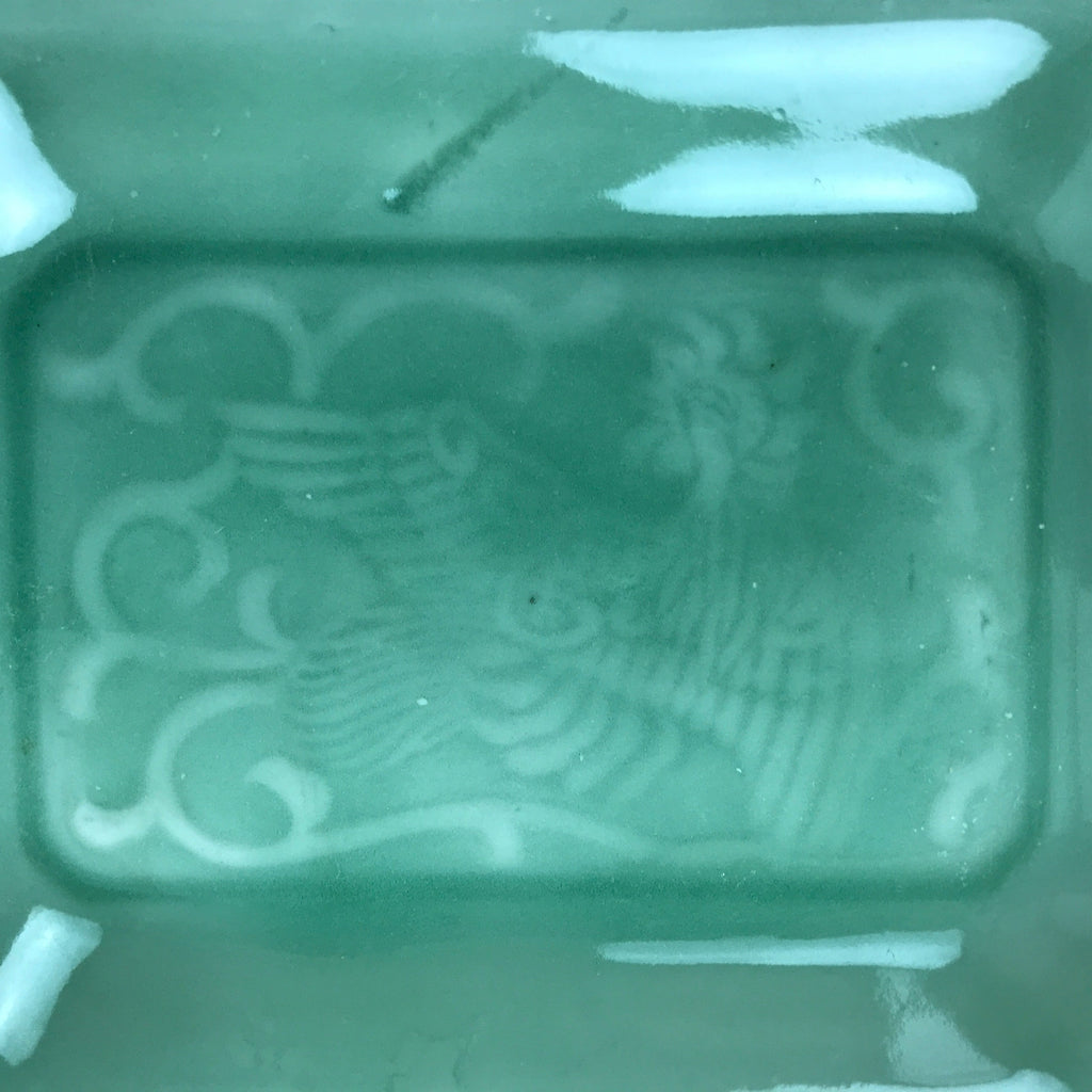Antique Japanese Ceramic Small Plate Kozara Pottery Celadon Ho-Oh Green Y257
