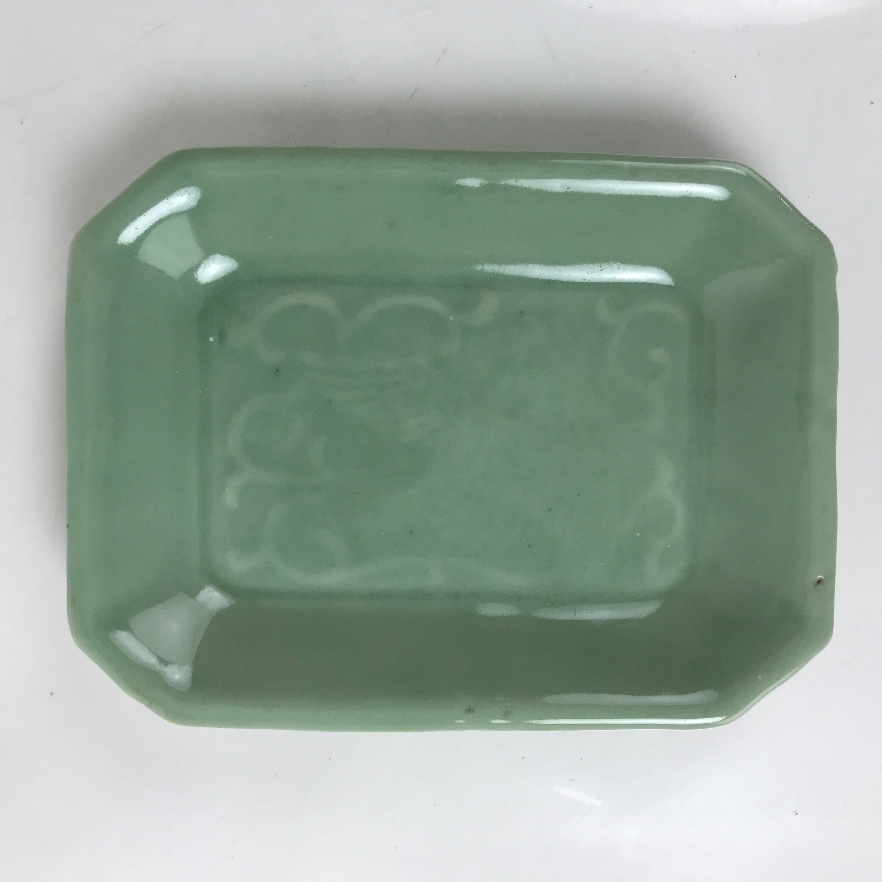 Antique Japanese Ceramic Small Plate Kozara Pottery Celadon Ho-Oh Green Y258
