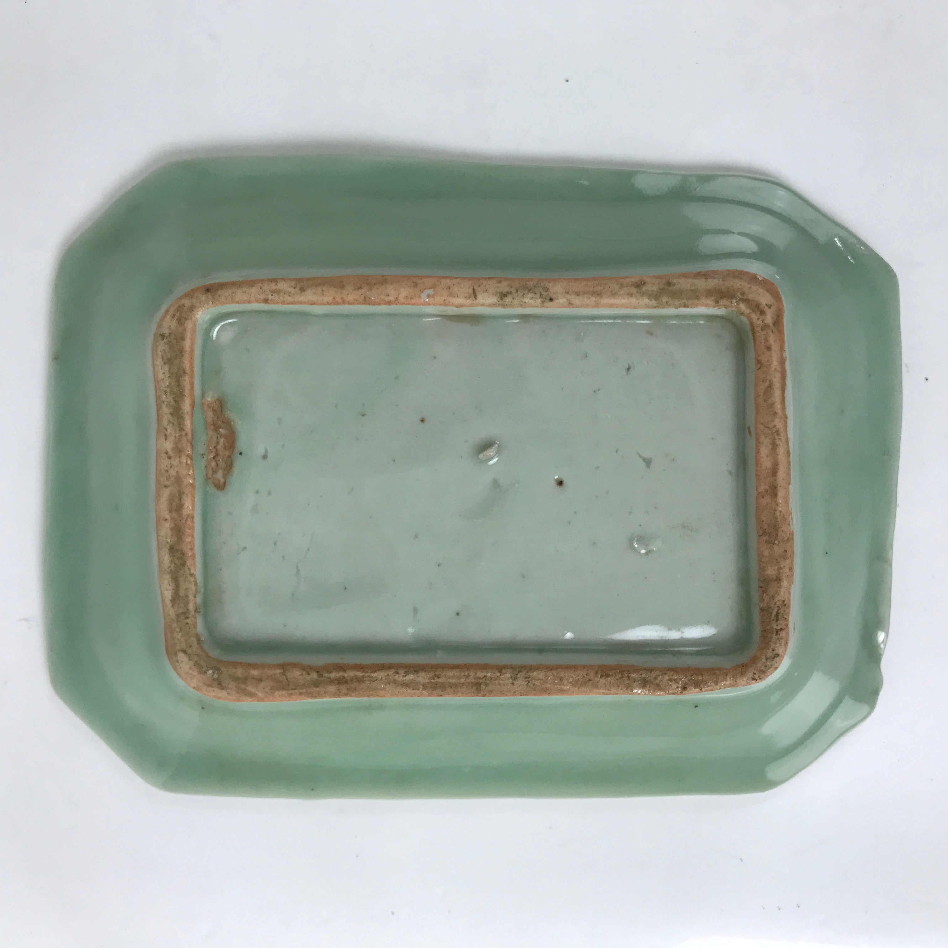 Antique Japanese Ceramic Small Plate Kozara Pottery Celadon Ho-Oh Green Y258