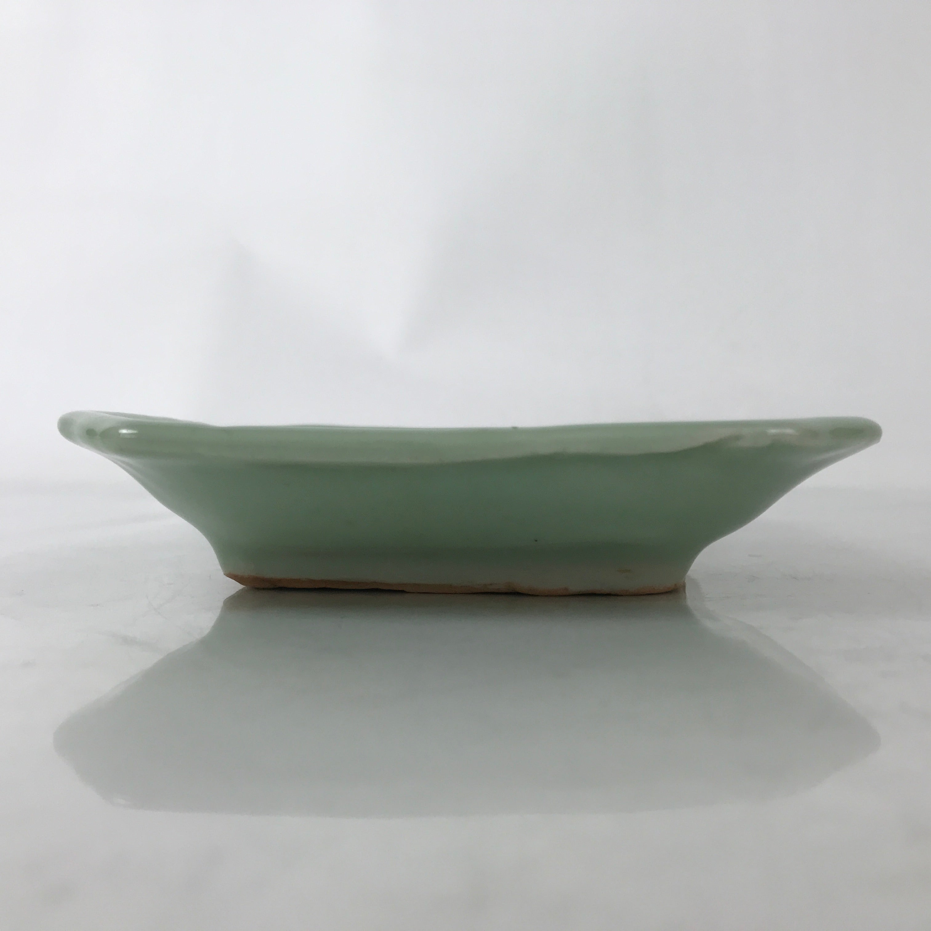 Antique Japanese Ceramic Small Plate Kozara Pottery Celadon Ho-Oh Green Y258