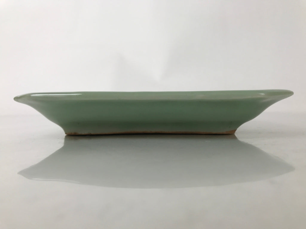 Antique Japanese Ceramic Small Plate Kozara Pottery Celadon Ho-Oh Green Y258