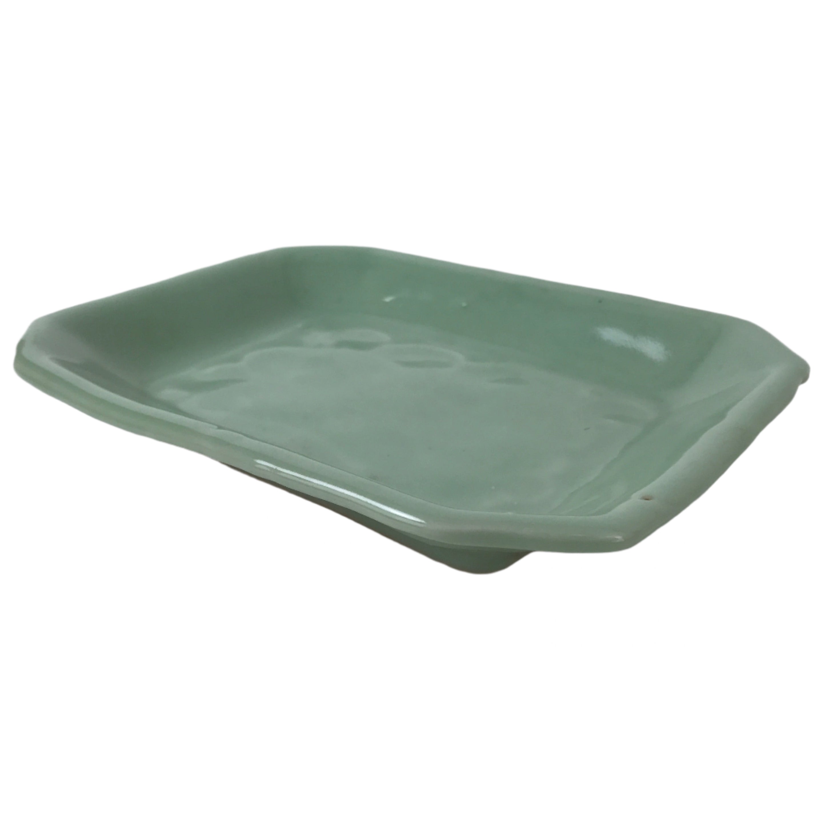 Antique Japanese Ceramic Small Plate Kozara Pottery Celadon Ho-Oh Green Y258