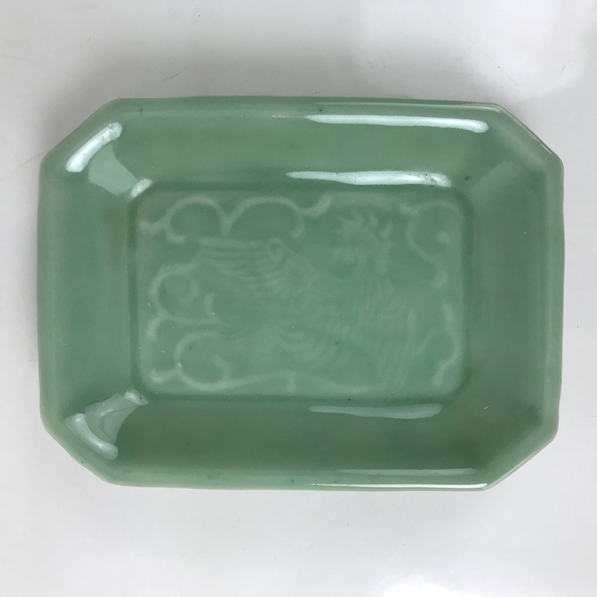 Antique Japanese Ceramic Small Plate Kozara Pottery Celadon Ho-Oh Green Y259