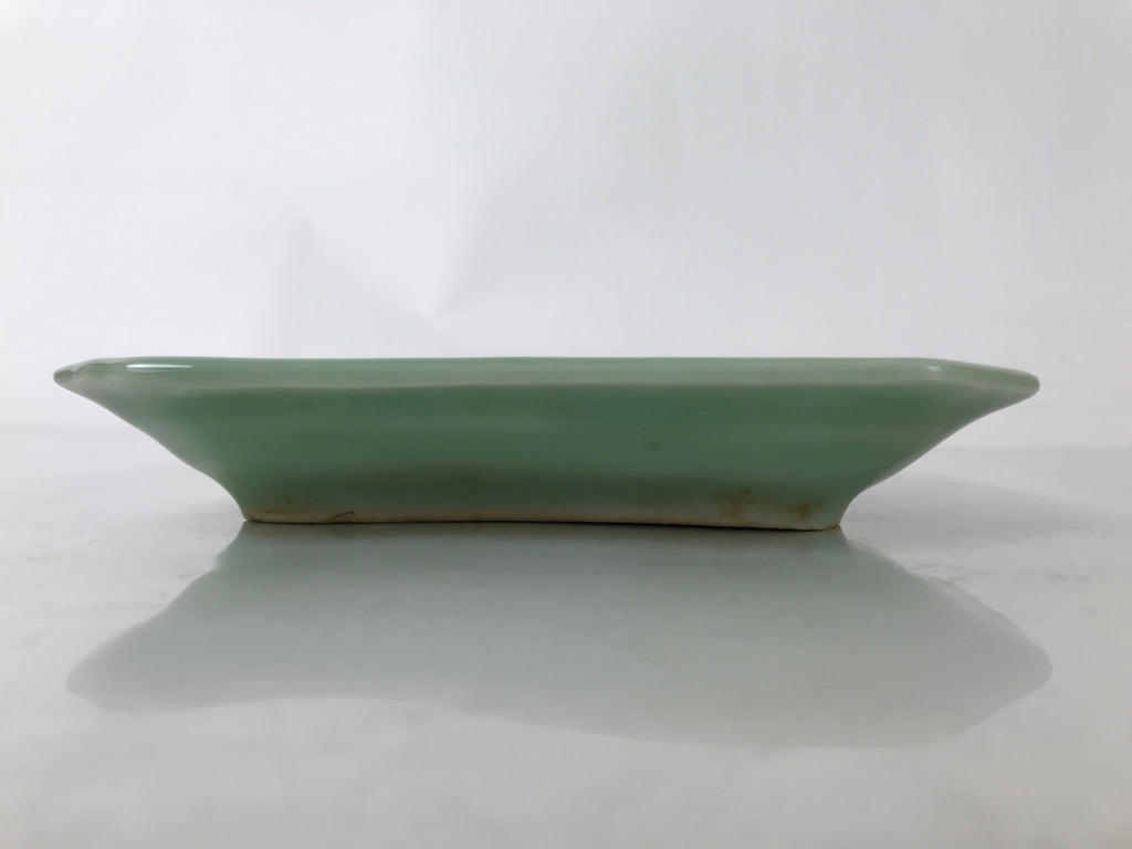 Antique Japanese Ceramic Small Plate Kozara Pottery Celadon Ho-Oh Green Y259