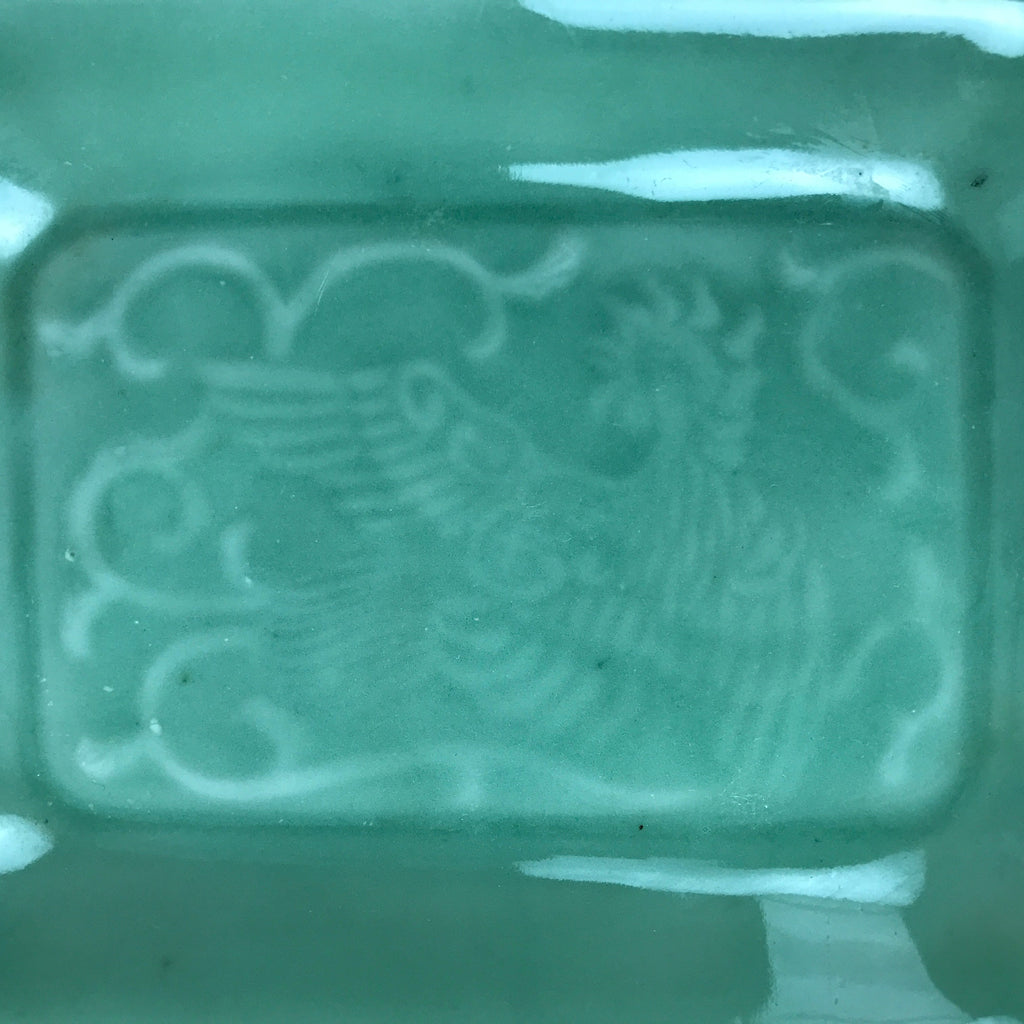 Antique Japanese Ceramic Small Plate Kozara Pottery Celadon Ho-Oh Green Y259