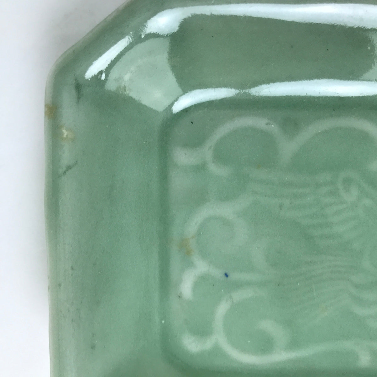Antique Japanese Ceramic Small Plate Kozara Pottery Celadon Ho-Oh Green Y260