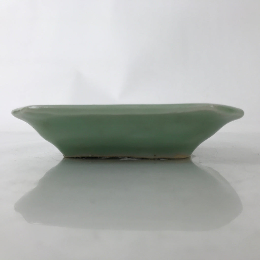 Antique Japanese Ceramic Small Plate Kozara Pottery Celadon Ho-Oh Green Y261