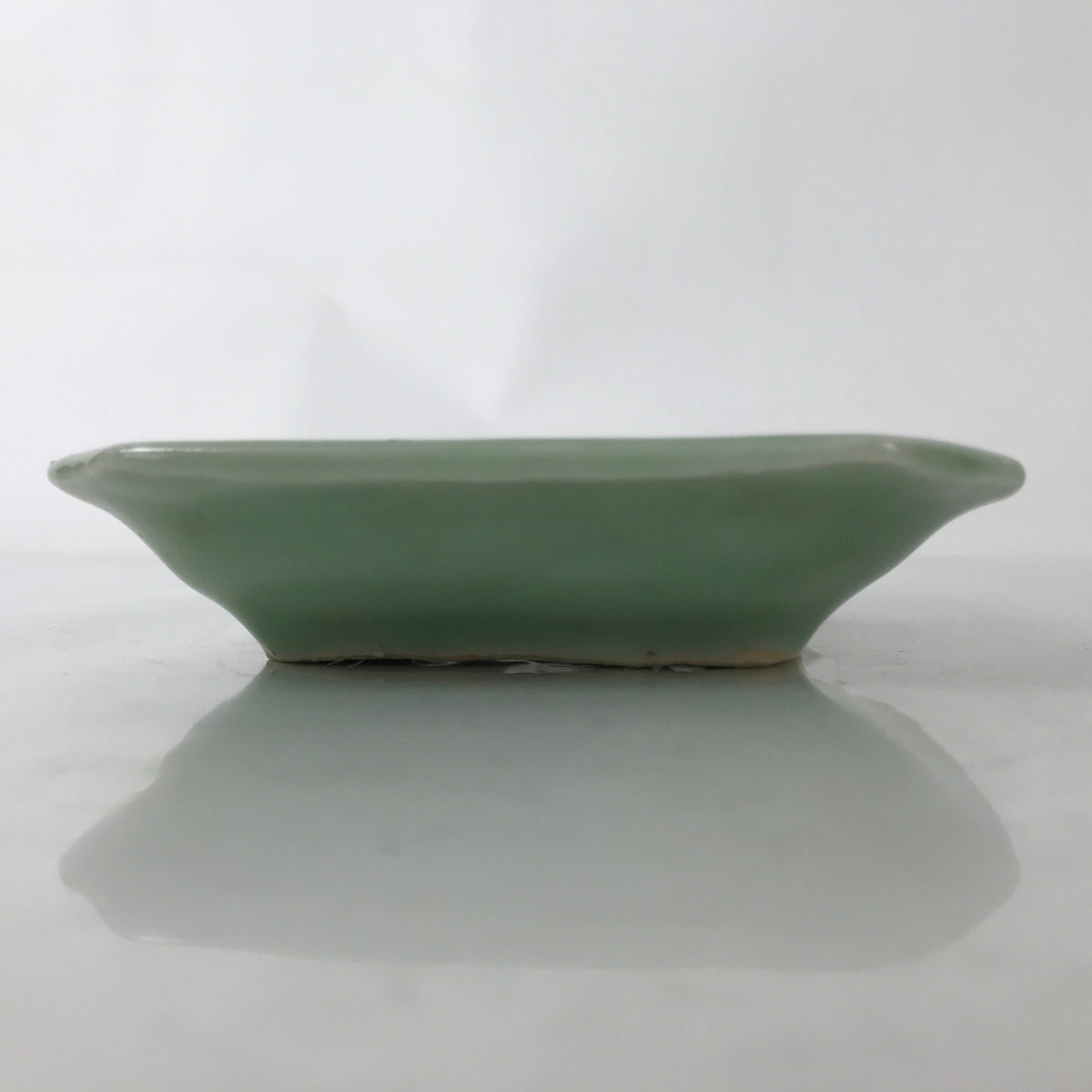Antique Japanese Ceramic Small Plate Kozara Pottery Celadon Ho-Oh Green Y261