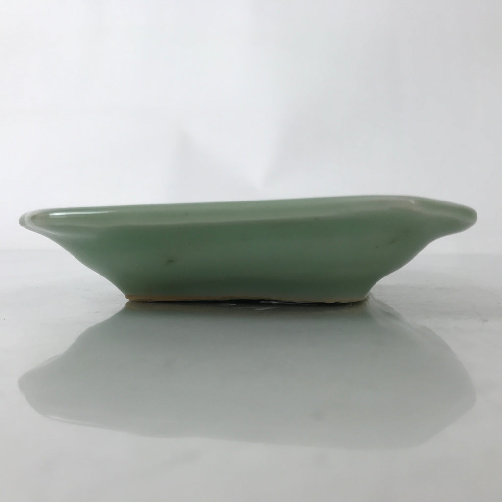 Antique Japanese Ceramic Small Plate Kozara Pottery Celadon Ho-Oh Green Y261