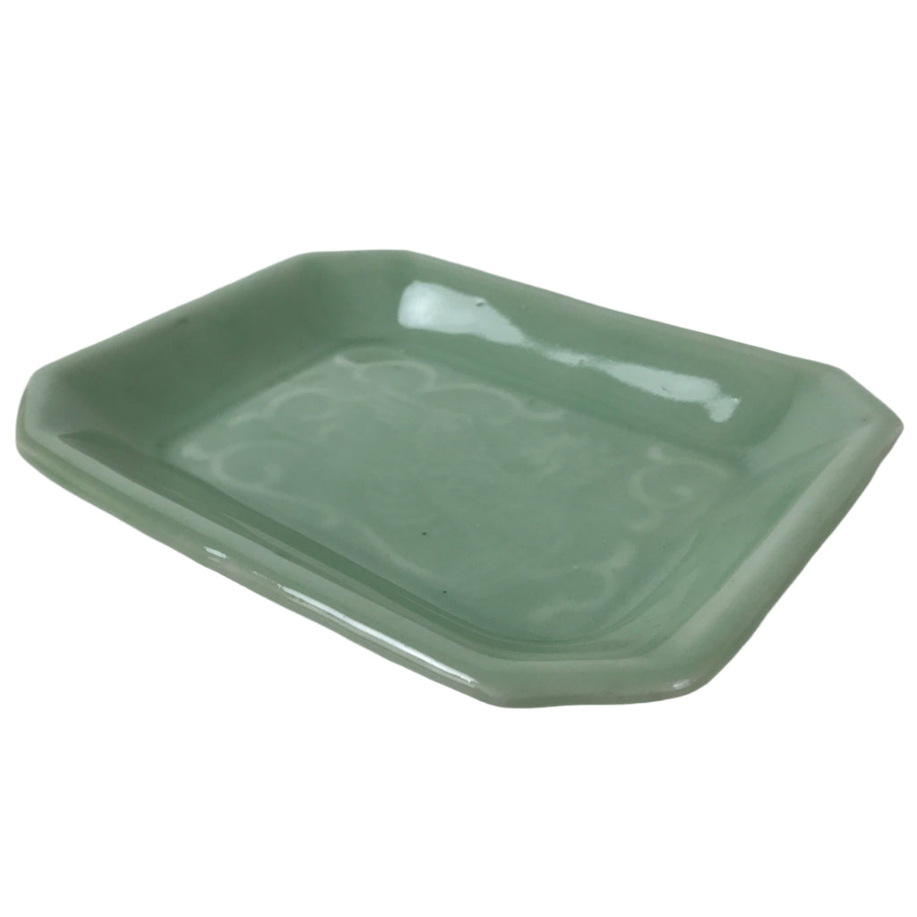 Antique Japanese Ceramic Small Plate Kozara Pottery Celadon Ho-Oh Green Y261