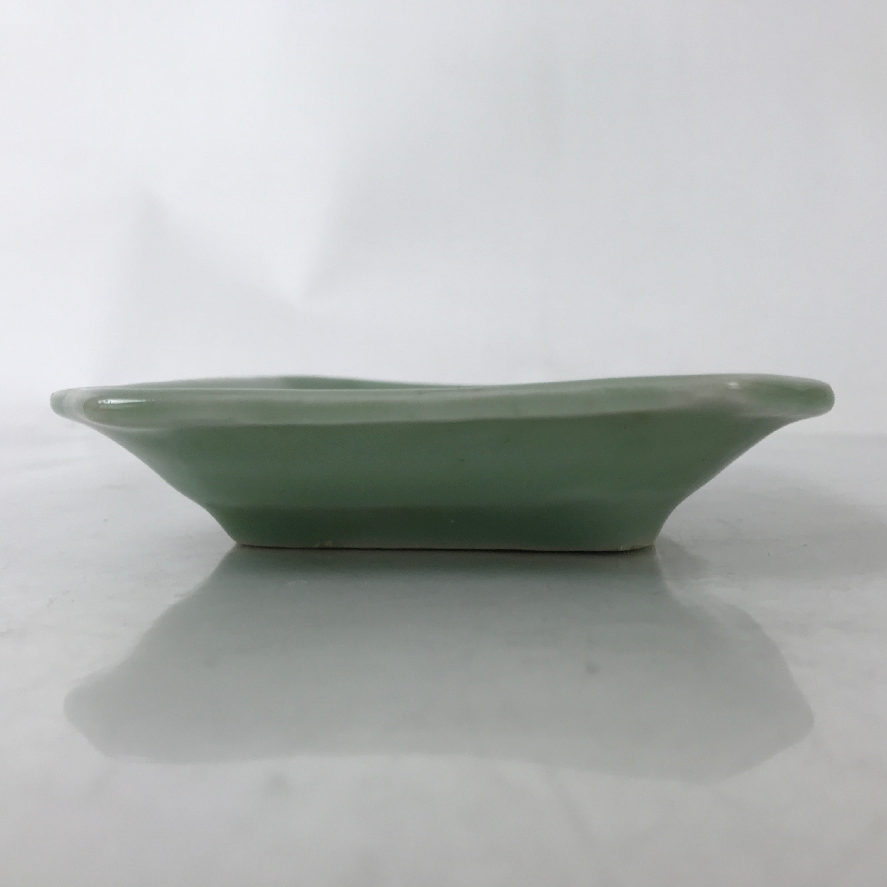 Antique Japanese Ceramic Small Plate Kozara Pottery Celadon Ho-Oh Green Y262