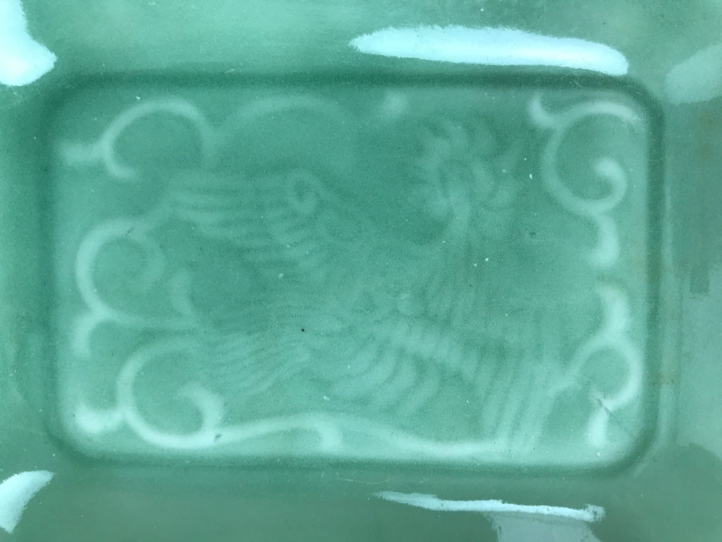 Antique Japanese Ceramic Small Plate Kozara Pottery Celadon Ho-Oh Green Y262