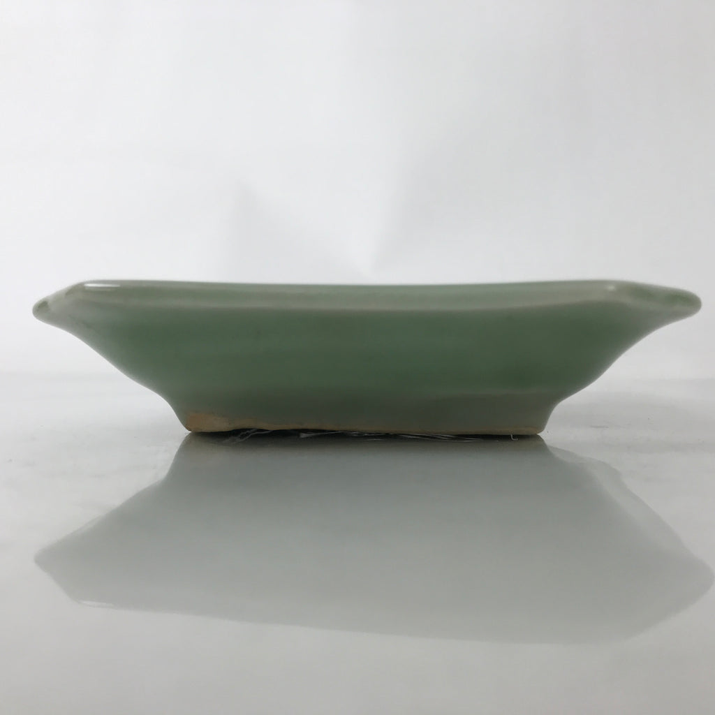Antique Japanese Ceramic Small Plate Kozara Pottery Celadon Ho-Oh Green Y281