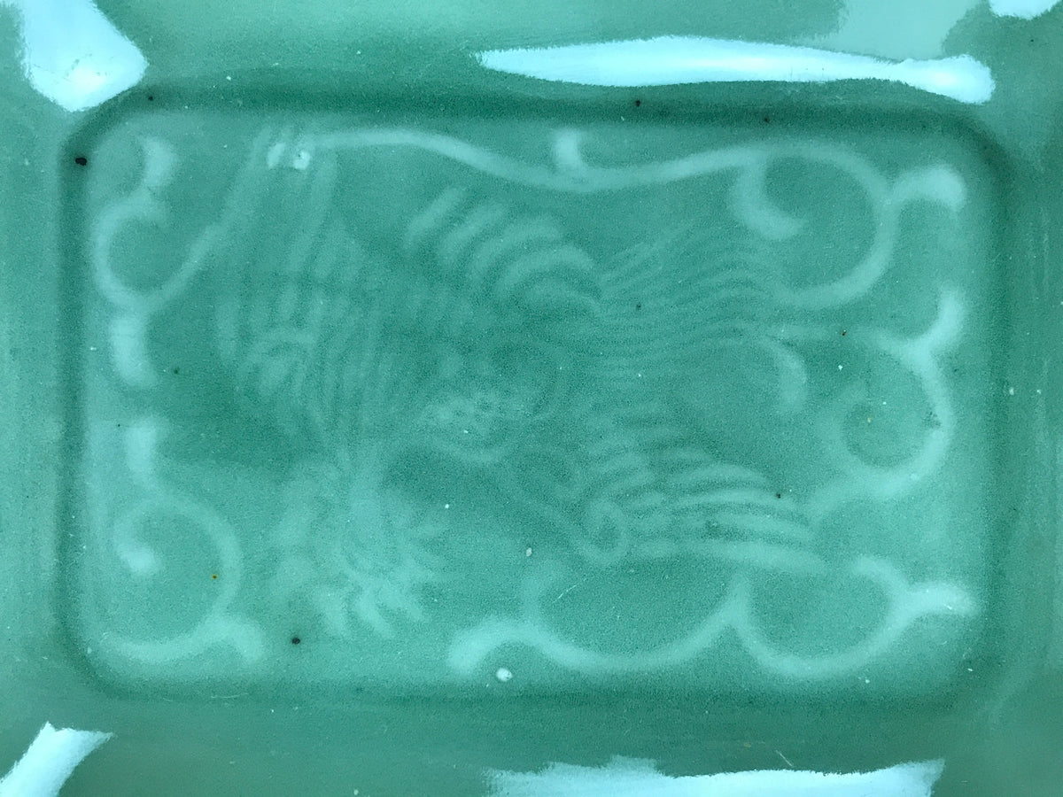 Antique Japanese Ceramic Small Plate Kozara Pottery Celadon Ho-Oh Green Y281