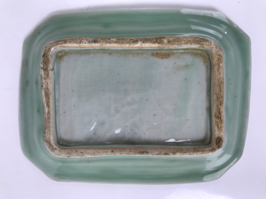 Antique Japanese Ceramic Small Plate Kozara Pottery Celadon Ho-Oh Green Y282