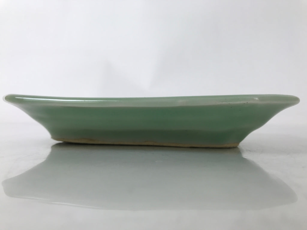 Antique Japanese Ceramic Small Plate Kozara Pottery Celadon Ho-Oh Green Y282