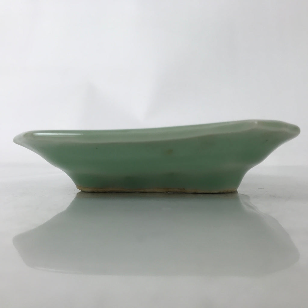 Antique Japanese Ceramic Small Plate Kozara Pottery Celadon Ho-Oh Green Y282