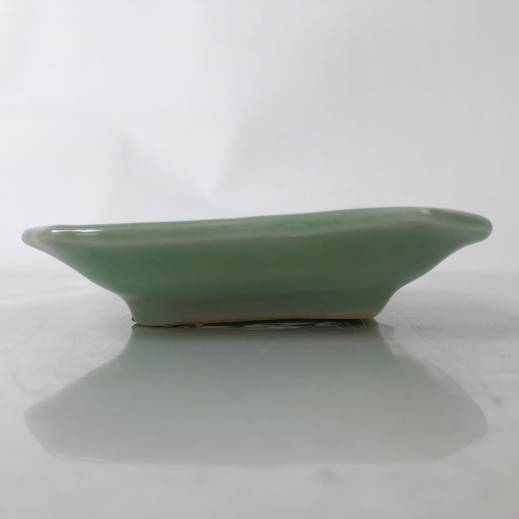 Antique Japanese Ceramic Small Plate Kozara Pottery Celadon Ho-Oh Green Y283