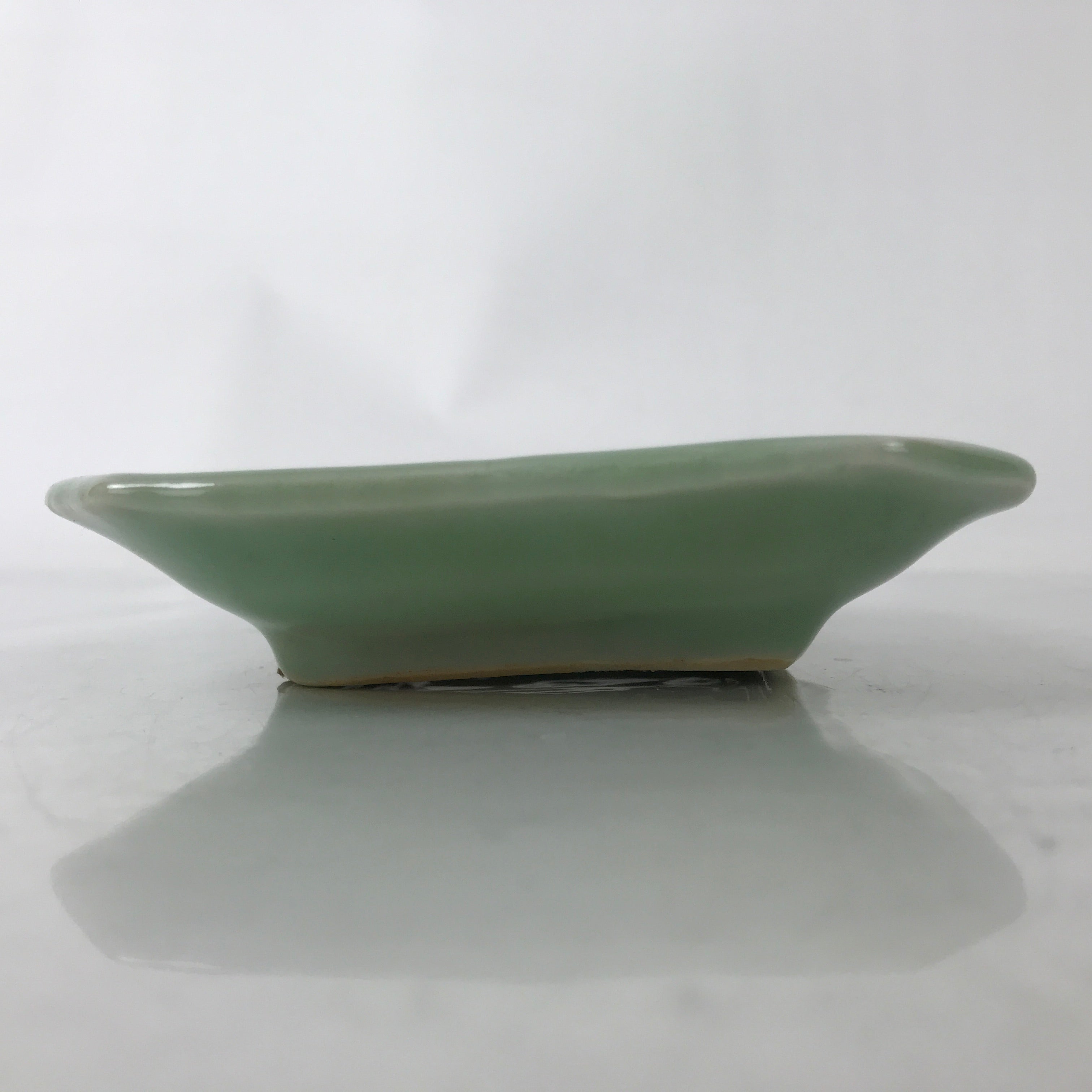 Antique Japanese Ceramic Small Plate Kozara Pottery Celadon Ho-Oh Green Y283