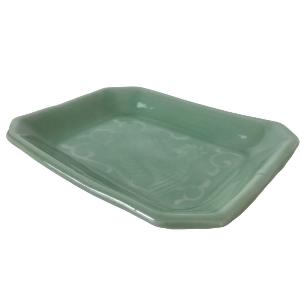 Antique Japanese Ceramic Small Plate Kozara Pottery Celadon Ho-Oh Green Y283