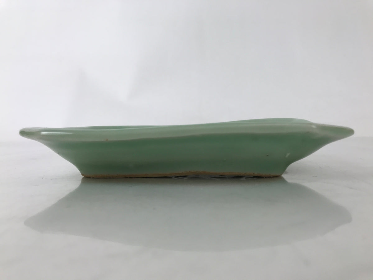 Antique Japanese Ceramic Small Plate Kozara Pottery Celadon Ho-Oh Green Y284