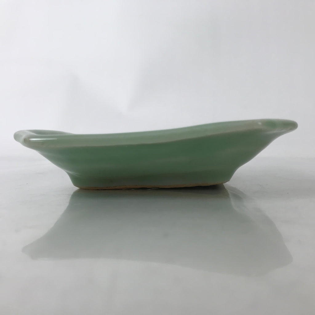 Antique Japanese Ceramic Small Plate Kozara Pottery Celadon Ho-Oh Green Y284