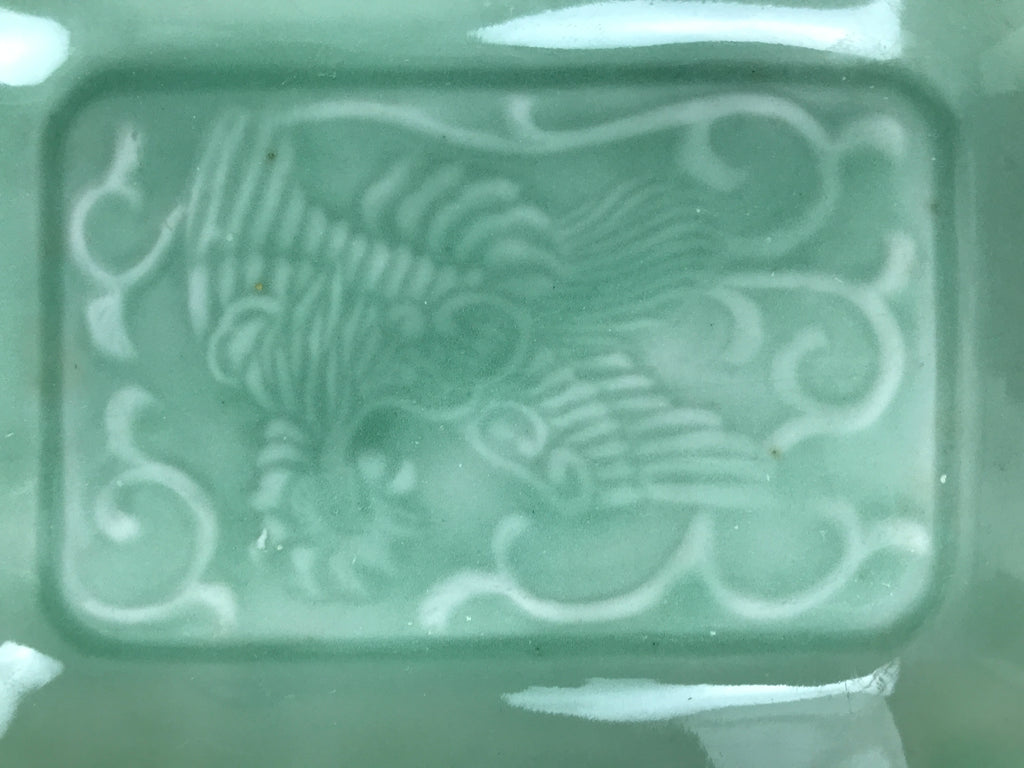 Antique Japanese Ceramic Small Plate Kozara Pottery Celadon Ho-Oh Green Y284