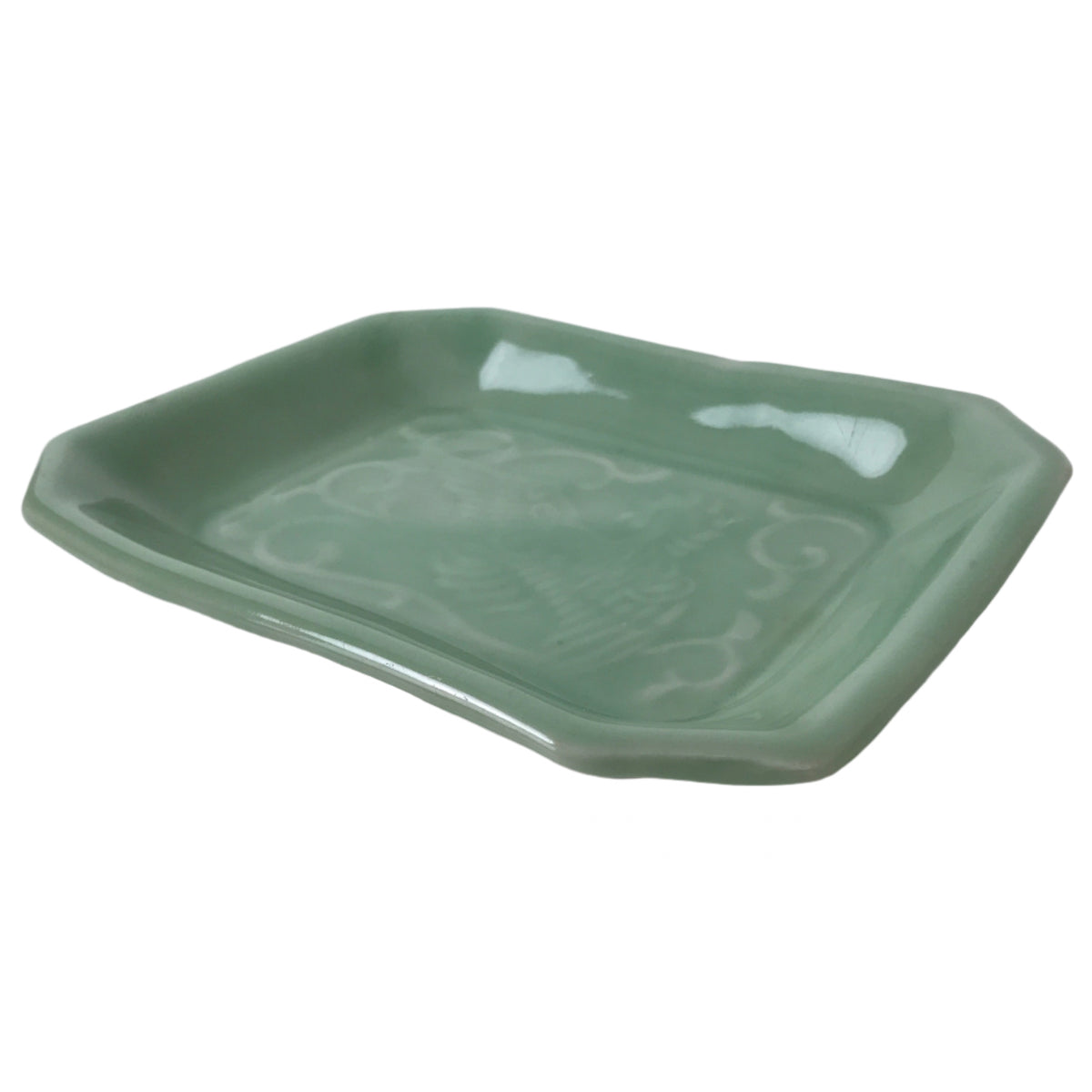 Antique Japanese Ceramic Small Plate Kozara Pottery Celadon Ho-Oh Green Y284