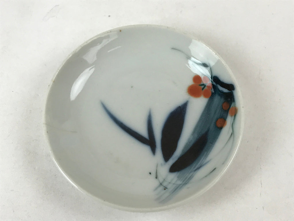 Antique Japanese Ceramic Small Plate Meimeizara Bamboo Plum Black Orange PY574