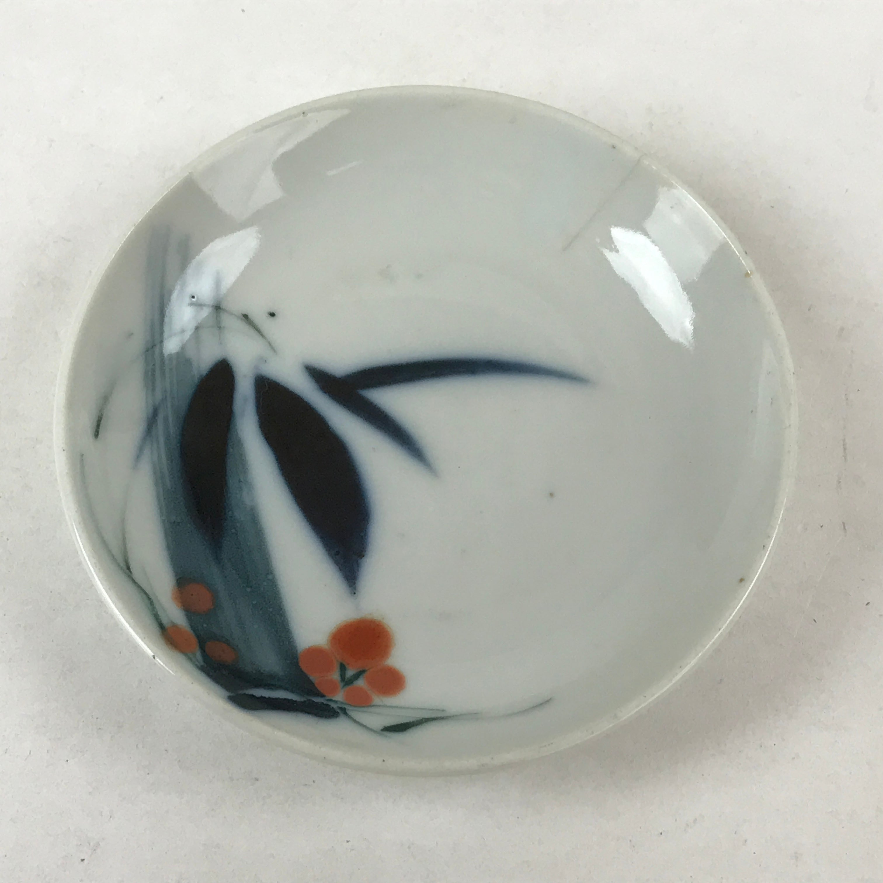 Antique Japanese Ceramic Small Plate Meimeizara Bamboo Plum Black Orange PY574