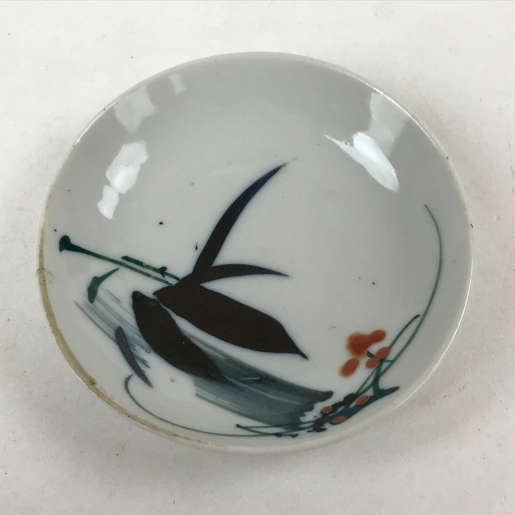 Antique Japanese Ceramic Small Plate Meimeizara Bamboo Plum Black Orange PY575