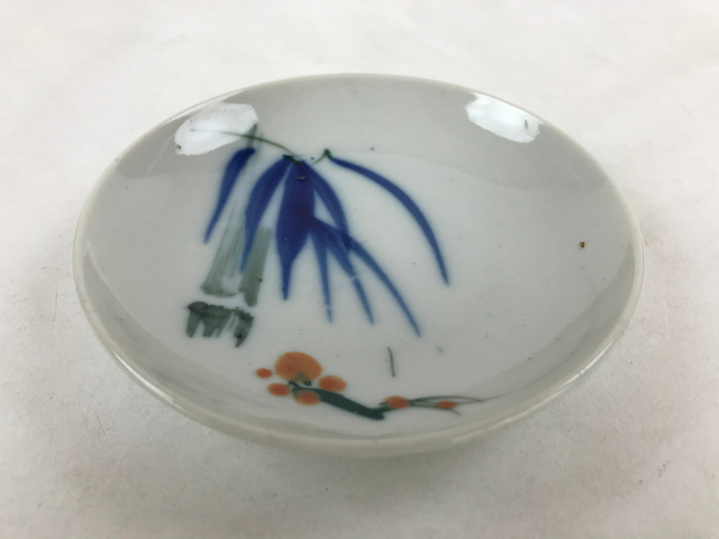 Antique Japanese Ceramic Small Plate Meimeizara Bamboo Plum Black Orange PY578