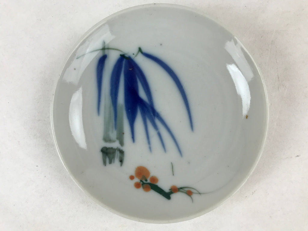 Antique Japanese Ceramic Small Plate Meimeizara Bamboo Plum Black Orange PY578
