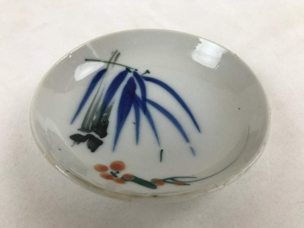 Antique Japanese Ceramic Small Plate Meimeizara Bamboo Plum Black Orange PY579