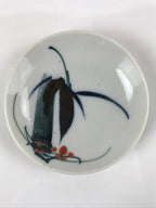 Antique Japanese Ceramic Small Plate Meimeizara Bamboo Plum Black Orange PY706