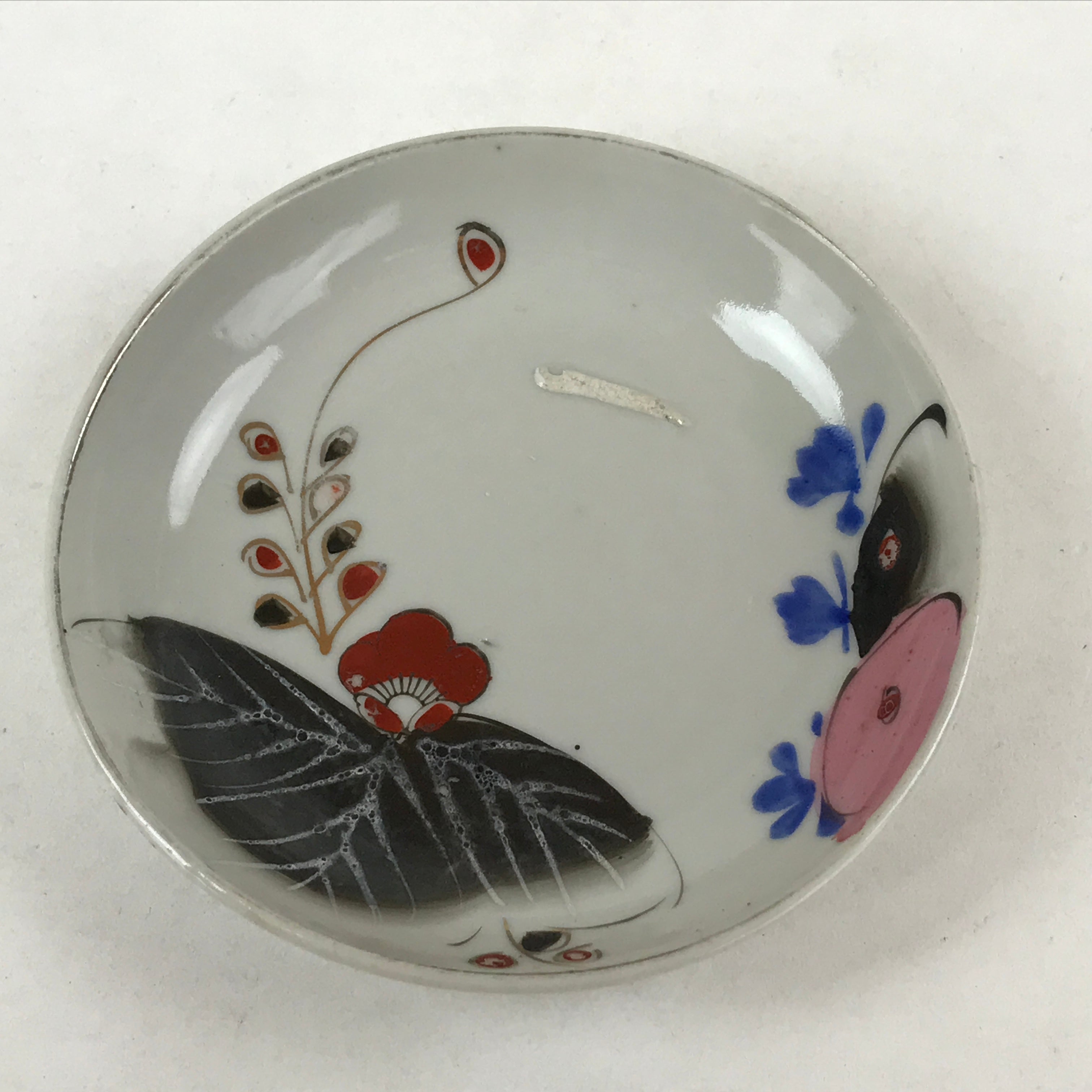 Antique Japanese Ceramic Small Plate Meimeizara Plum Blossom Floral White PY570