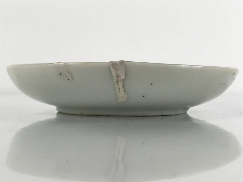 Antique Japanese Ceramic Small Plate Meimeizara Plum Blossom Floral White PY707