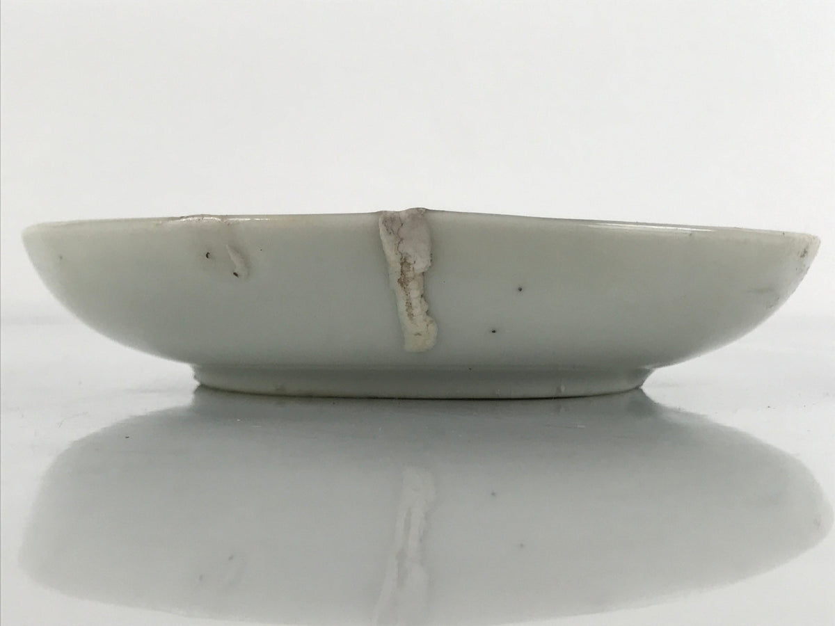 Antique Japanese Ceramic Small Plate Meimeizara Plum Blossom Floral White PY707