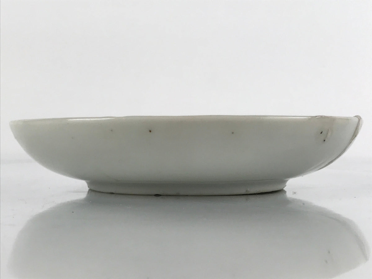 Antique Japanese Ceramic Small Plate Meimeizara Plum Blossom Floral White PY707