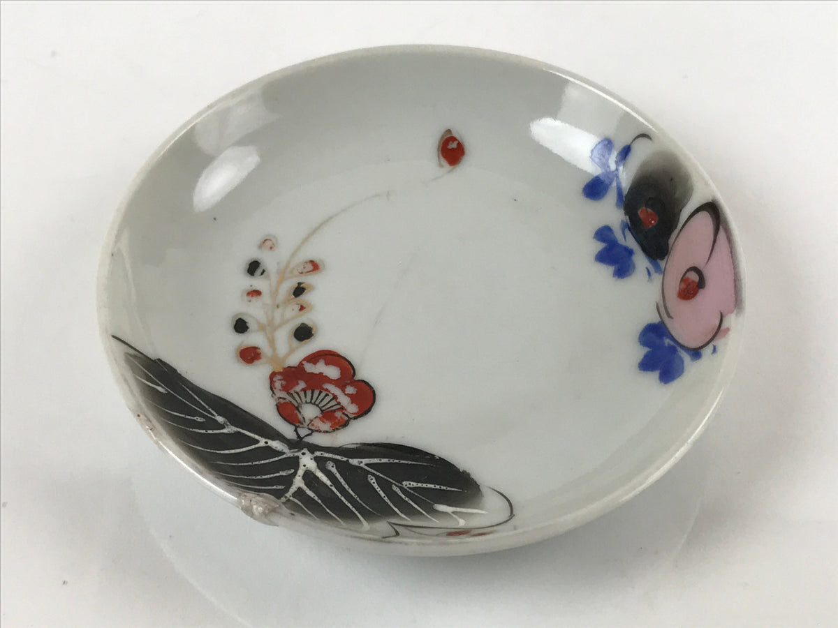 Antique Japanese Ceramic Small Plate Meimeizara Plum Blossom Floral White PY707