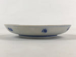 Antique Japanese Ceramic Small Plate Round White Blue Kozara PY481