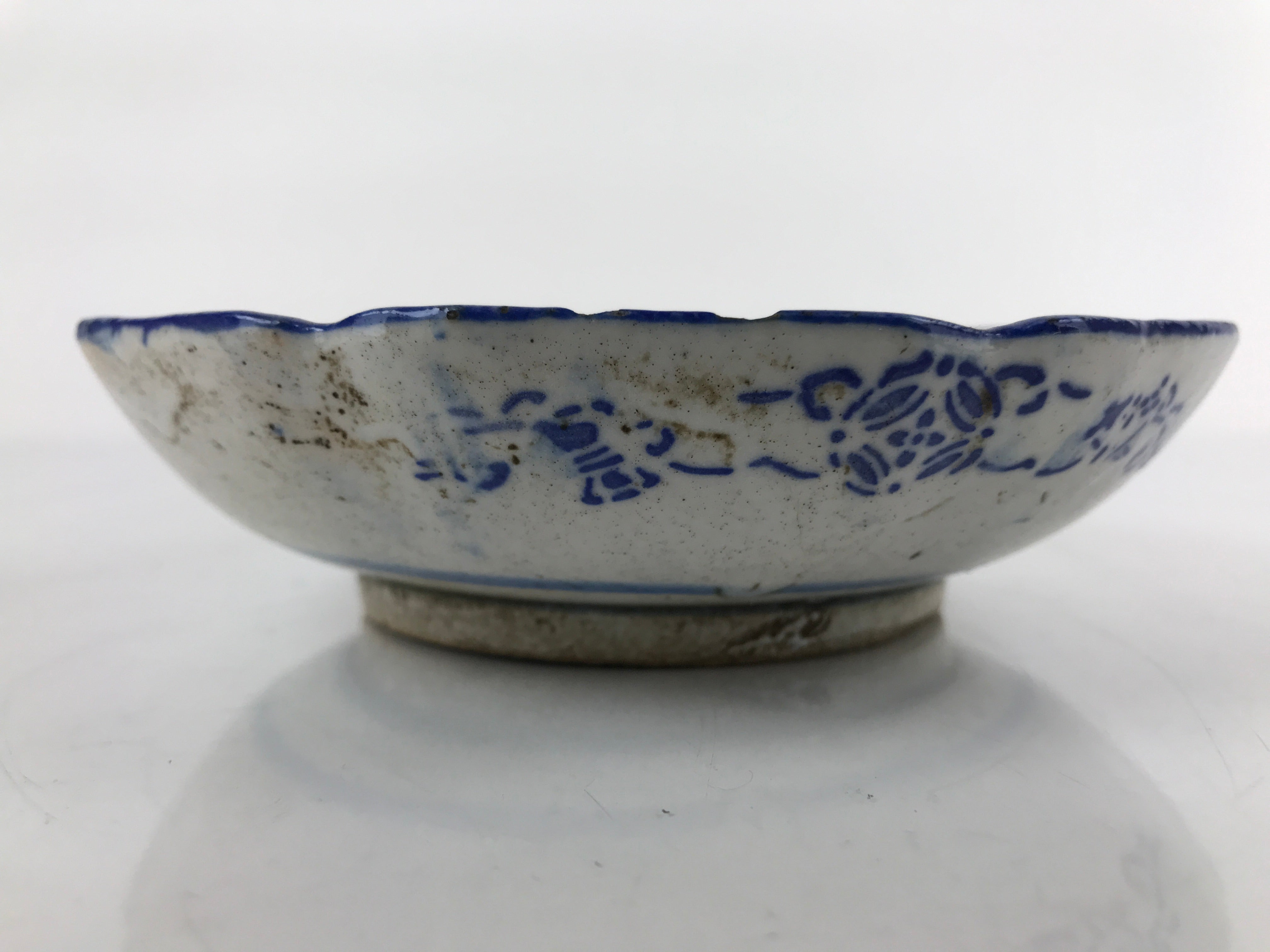 Antique Japanese Ceramic Sometsuke Bowl Cherry Blossom Floral Blue White PY661